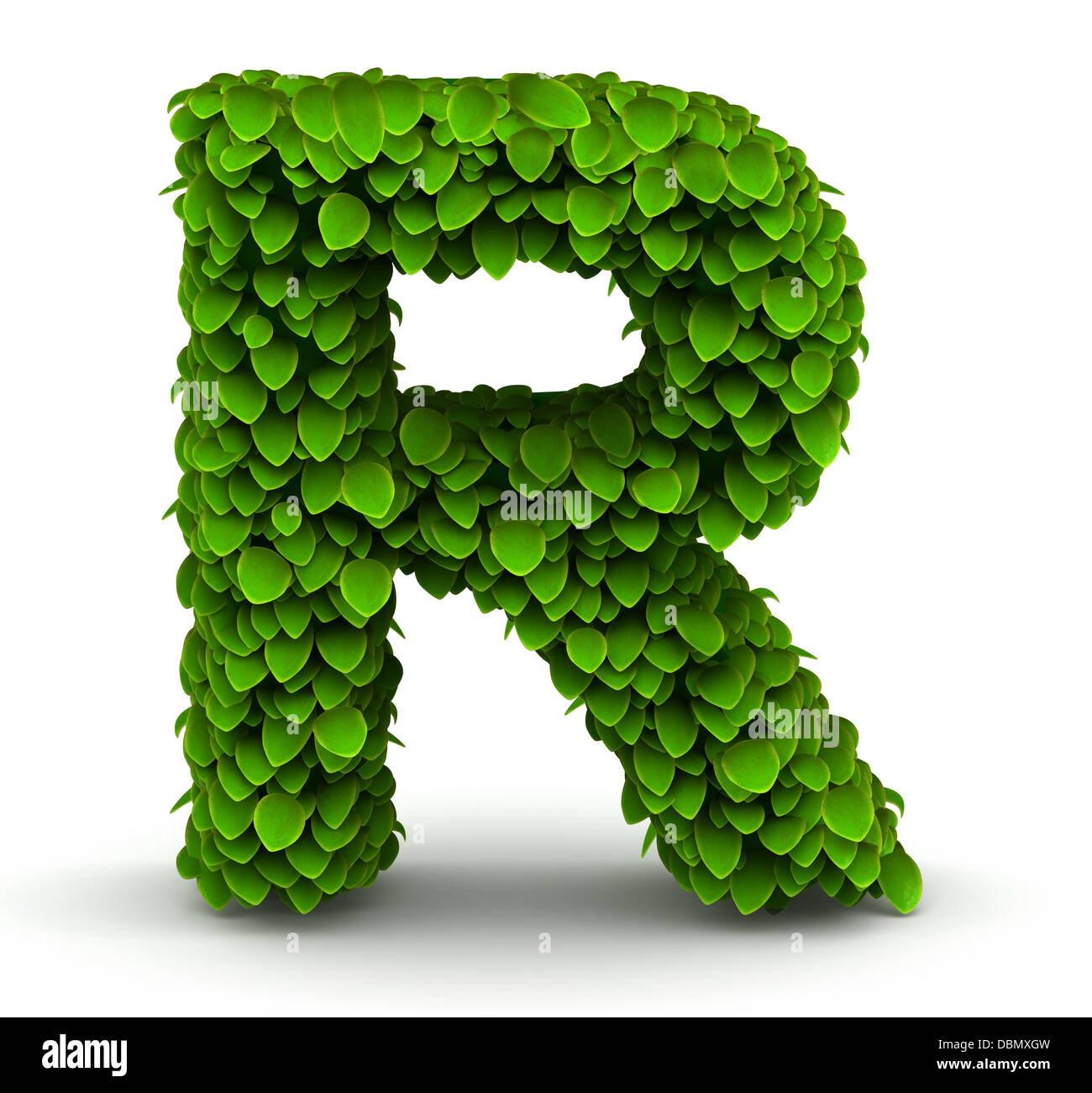 Leaves font letter R Stock Photo