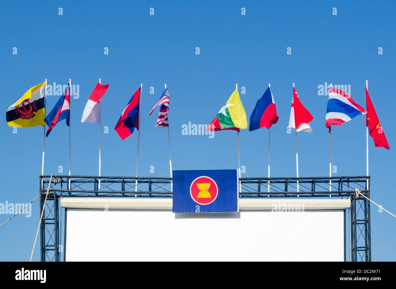 The ASEAN flag with the blue sky Stock Photo