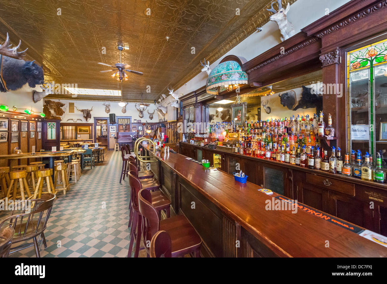 The saloon bar of the historic Occidental Hotel, Main Street, Buffalo, Wyoming, USA Stock Photo