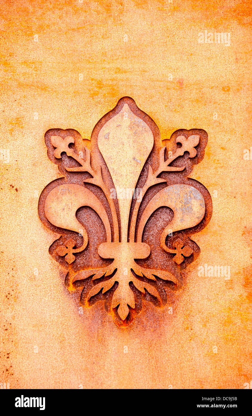 fleur de lis of florence on a metal plate Stock Photo