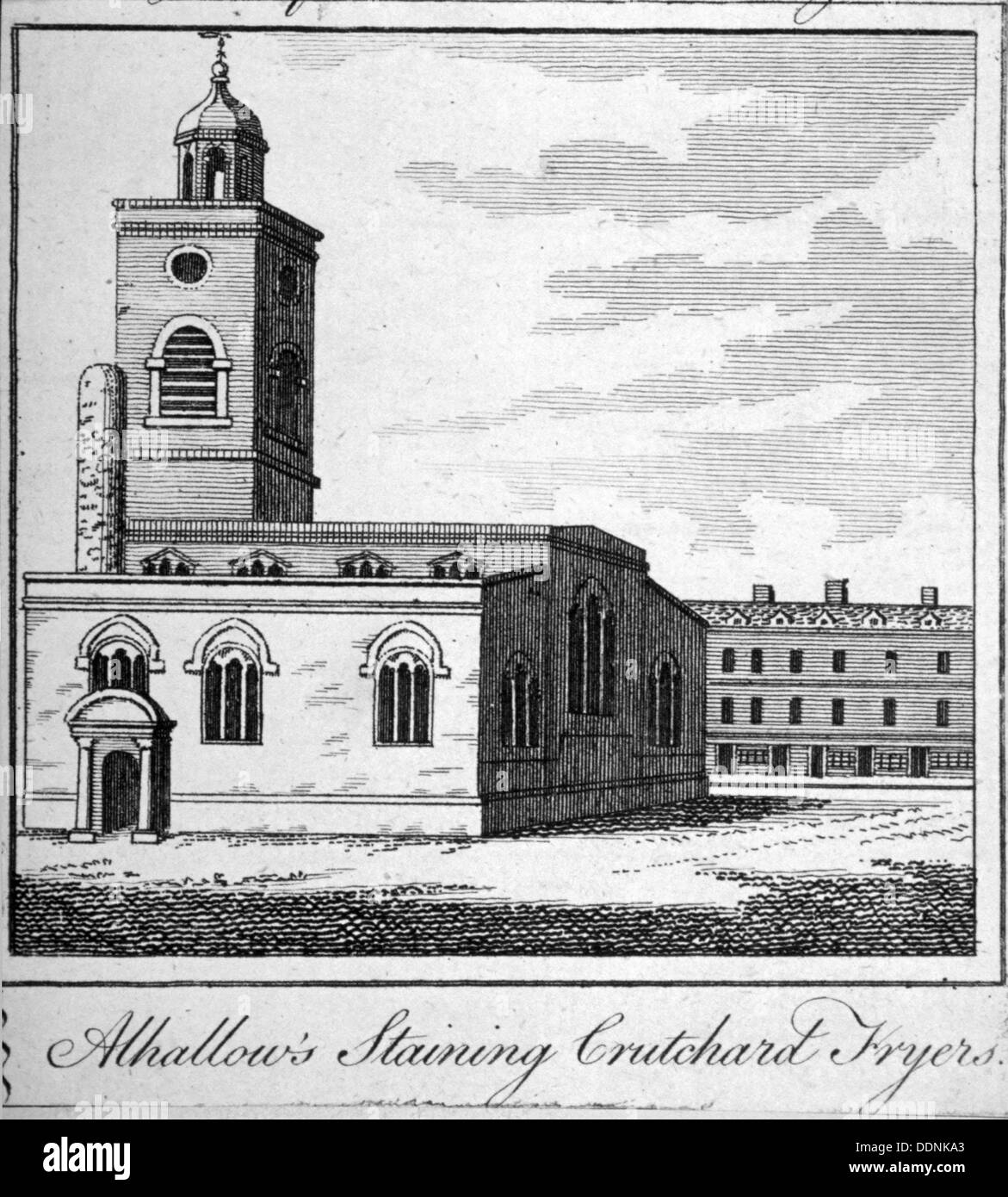 Church of All Hallows Staining, London, c1750. Artist: Anon Stock Photo