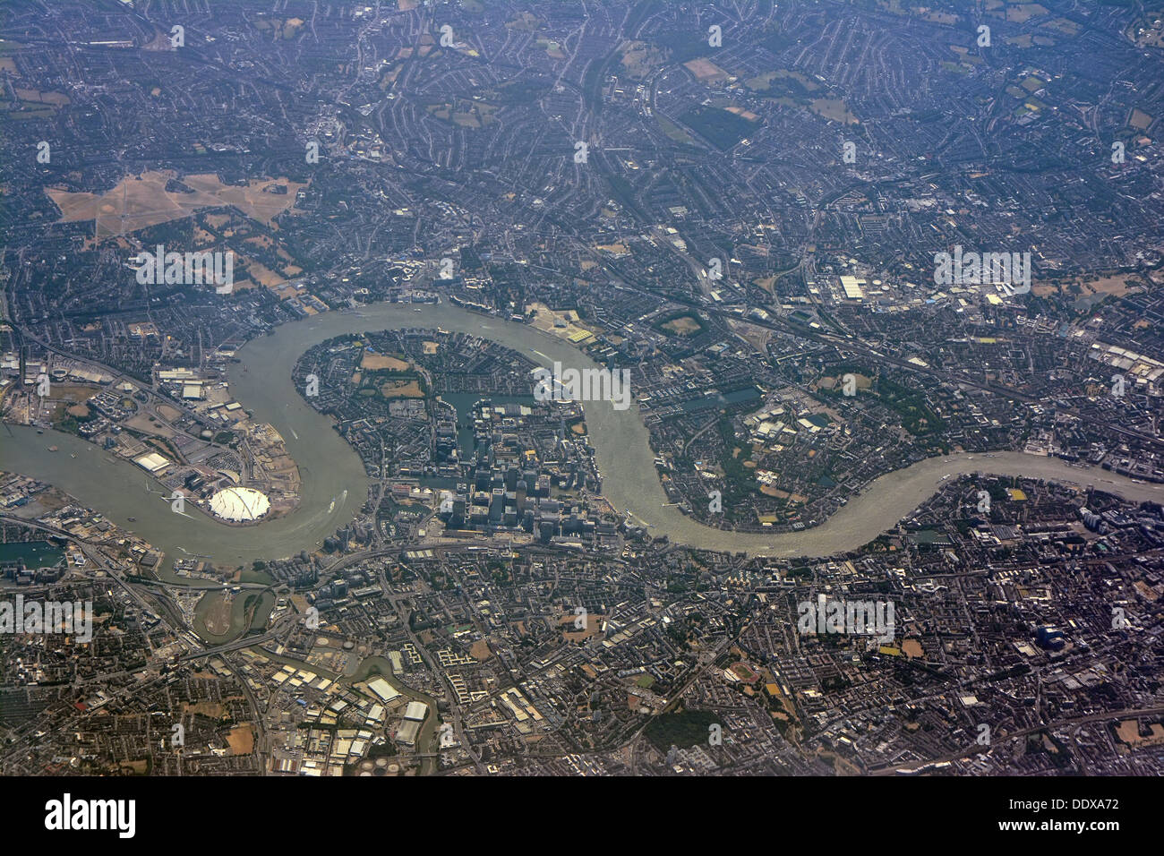 London Thames river, Aerial view Stock Photo