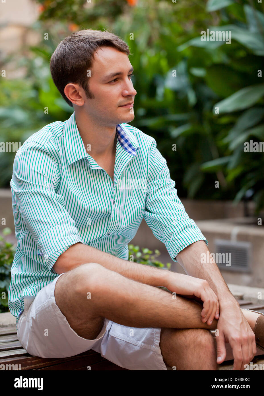 Young Caucasian man in contemplation Stock Photo