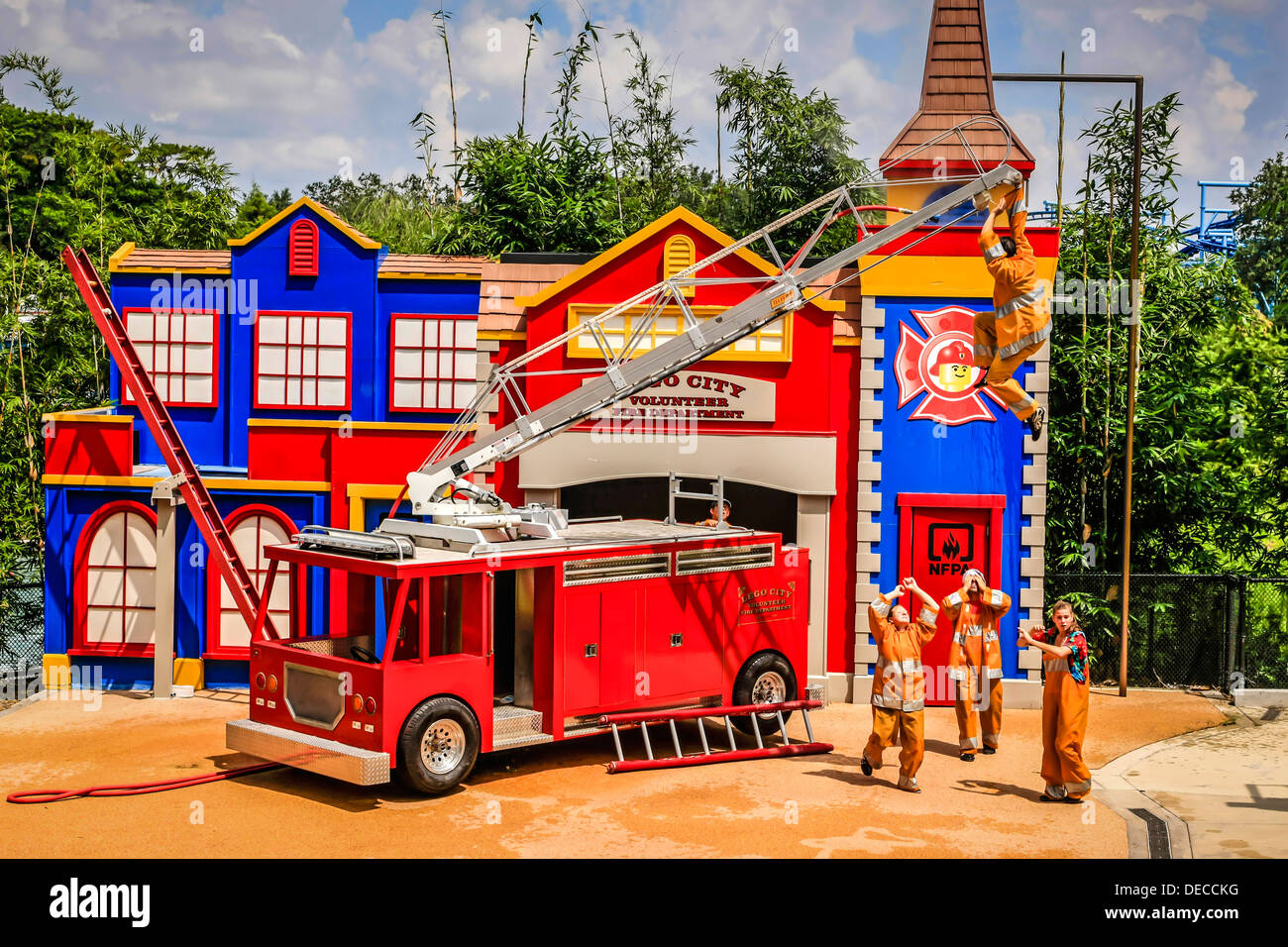 The firefighters show at Legoland Theme Park Florida Stock Photo - Alamy