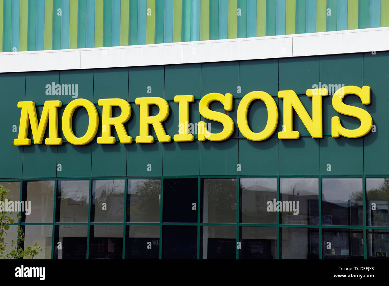 Morrisons Supermarket sign, Glasgow, Scotland, UK Stock Photo