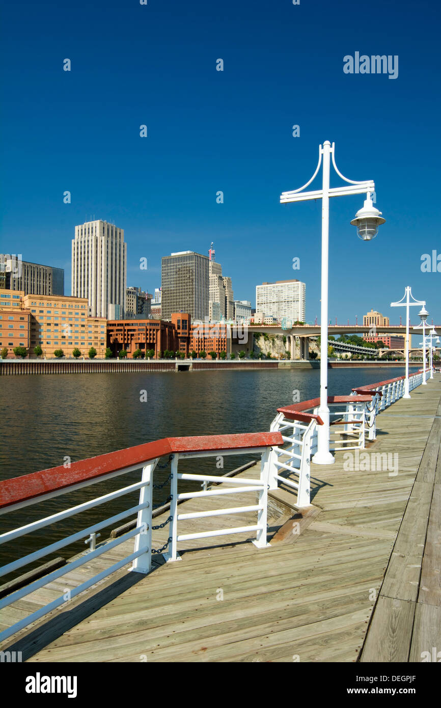 Saint Paul skyline form the Harriet Island Marina, St. Paul, Minnesota, USA Stock Photo