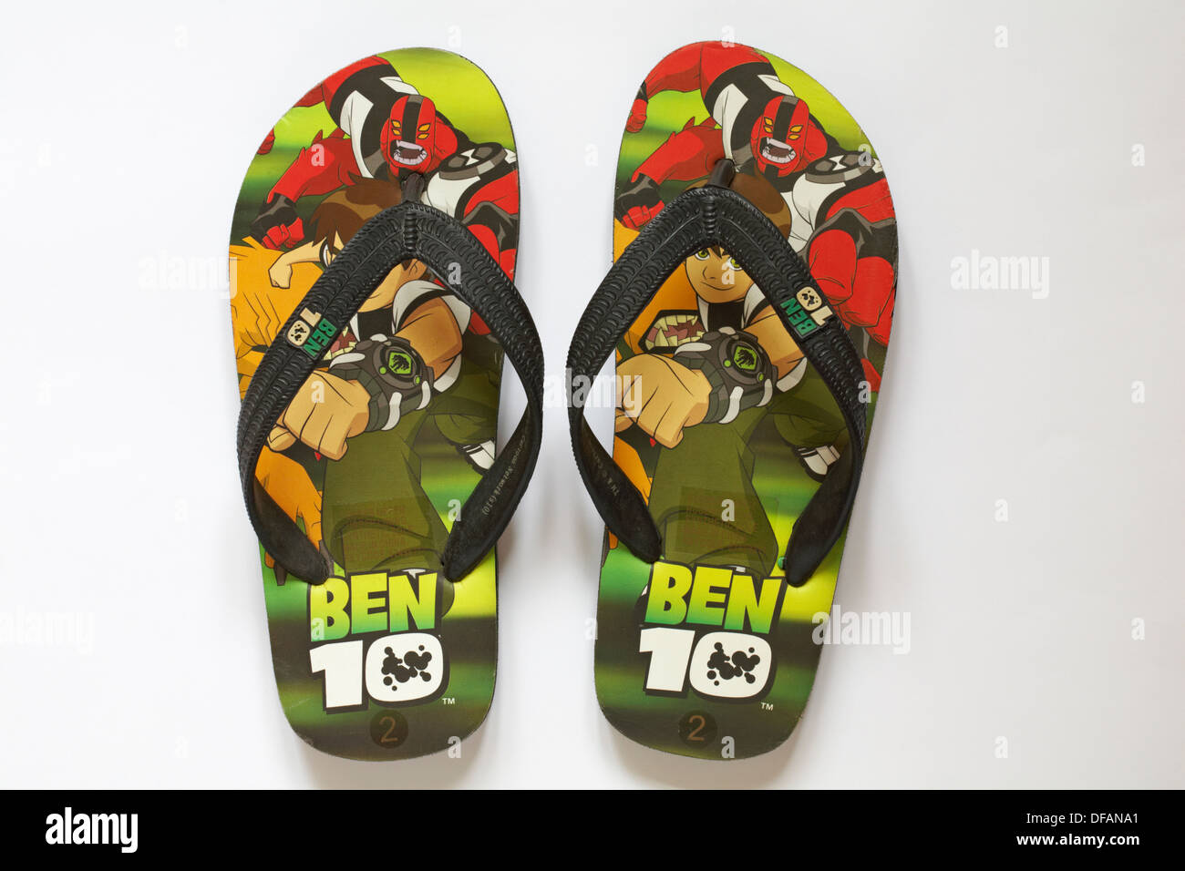 Pair of Ben 10 flip flops isolated on white background - boys flip flops,  kids flip flops, childs flip flops, childrens flip flops Stock Photo - Alamy