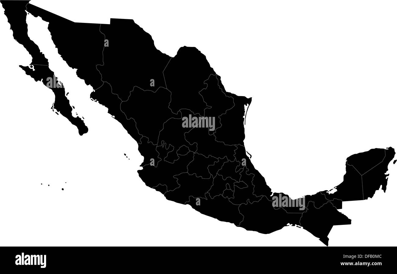 Black Mexico map Stock Photo