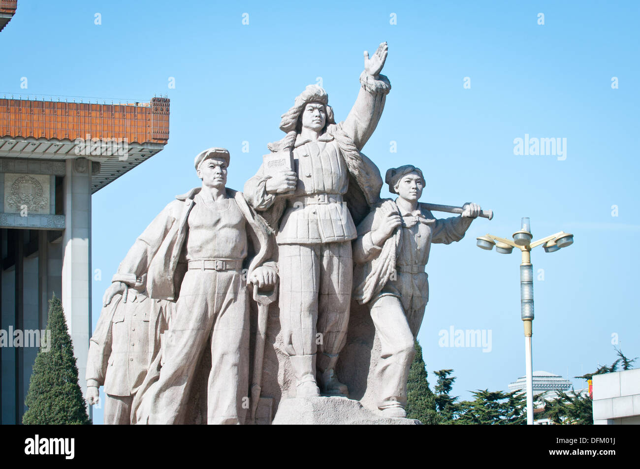 One of the revolutionary statues located near the entrance of the Chairman Mao Memorial Hall (Mausoleum of Mao Zedong) n Beijing Stock Photo