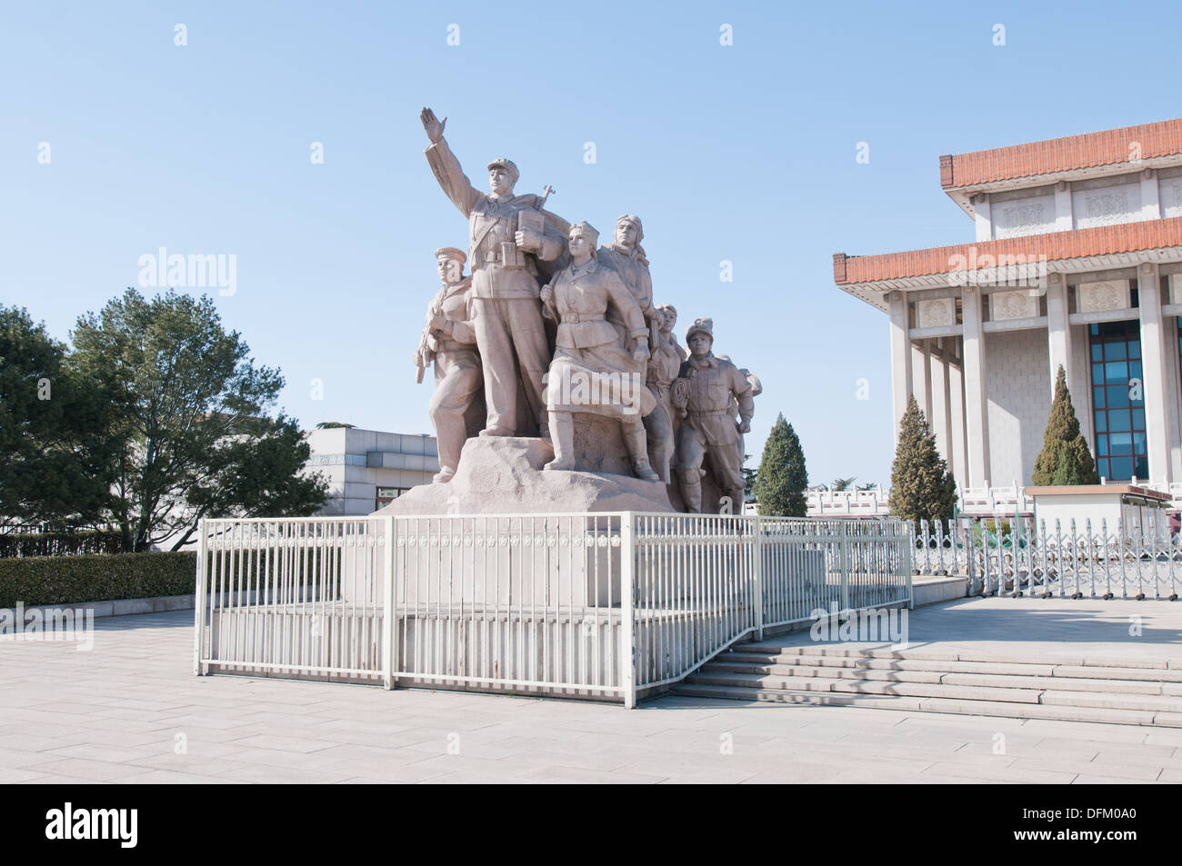 One of the revolutionary statues located near the entrance of the Chairman Mao Memorial Hall (Mausoleum of Mao Zedong) n Beijing Stock Photo