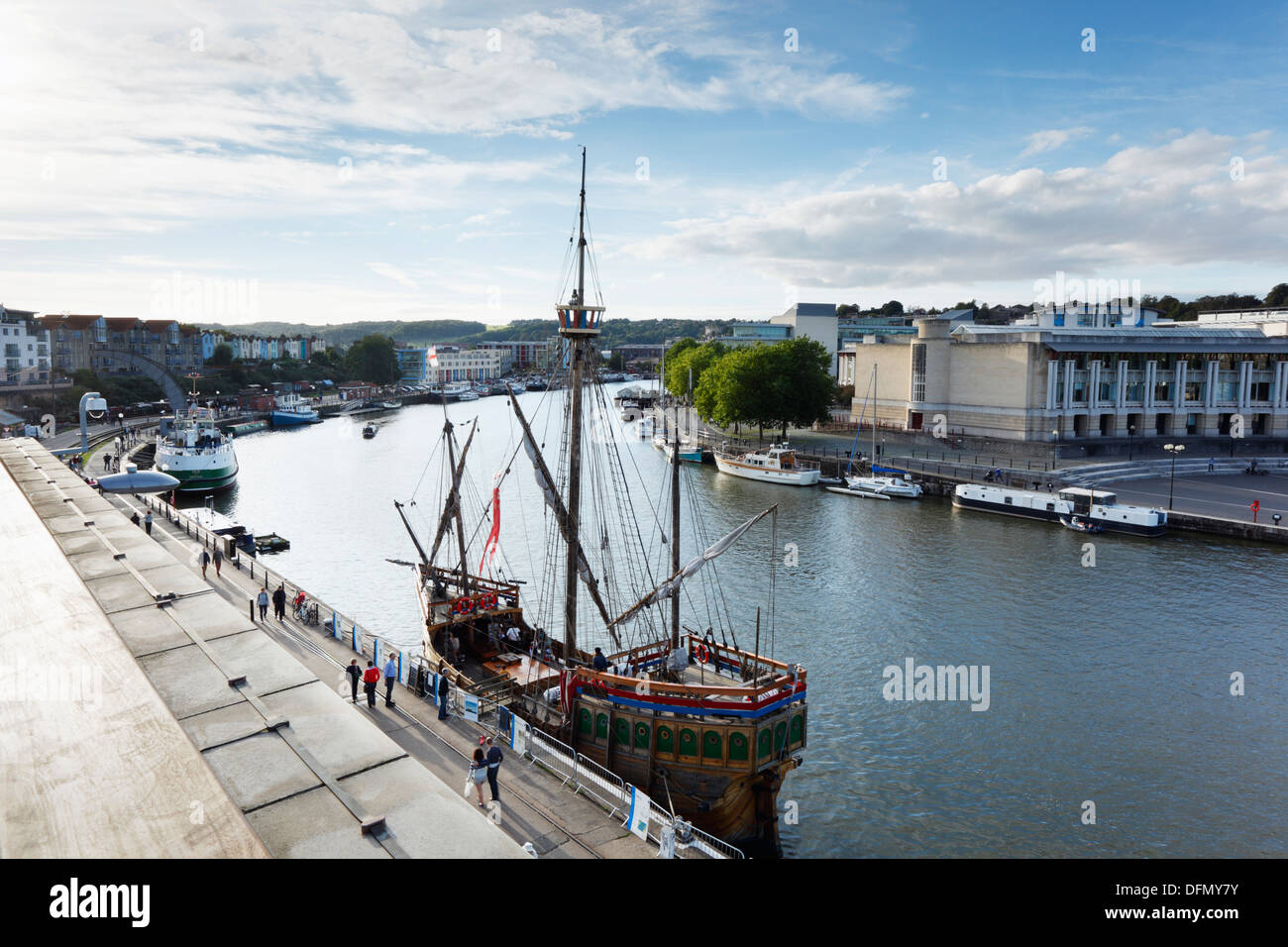 The Matthew moored on The Floating Harbour, Bristol. England. UK.  The Matthew is a replica of John Cabot's Historic Ship. Stock Photo