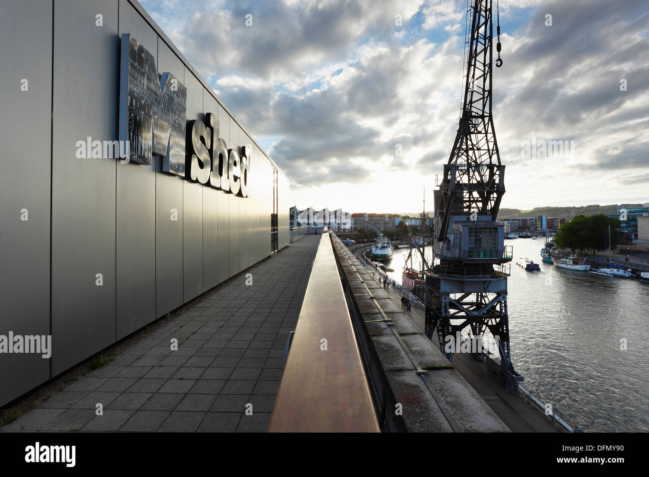 The M Shed Balcony and The Floating Harbour, Bristol. England. UK. The M Shed is the Museum of Bristol Life. Stock Photo