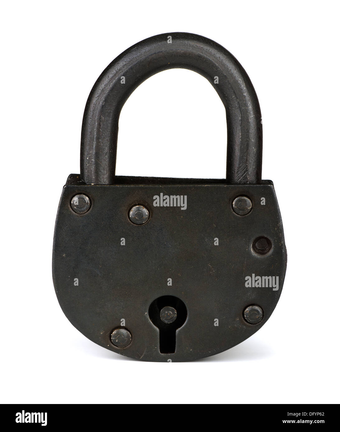 Old iron padlock isolated on white Stock Photo