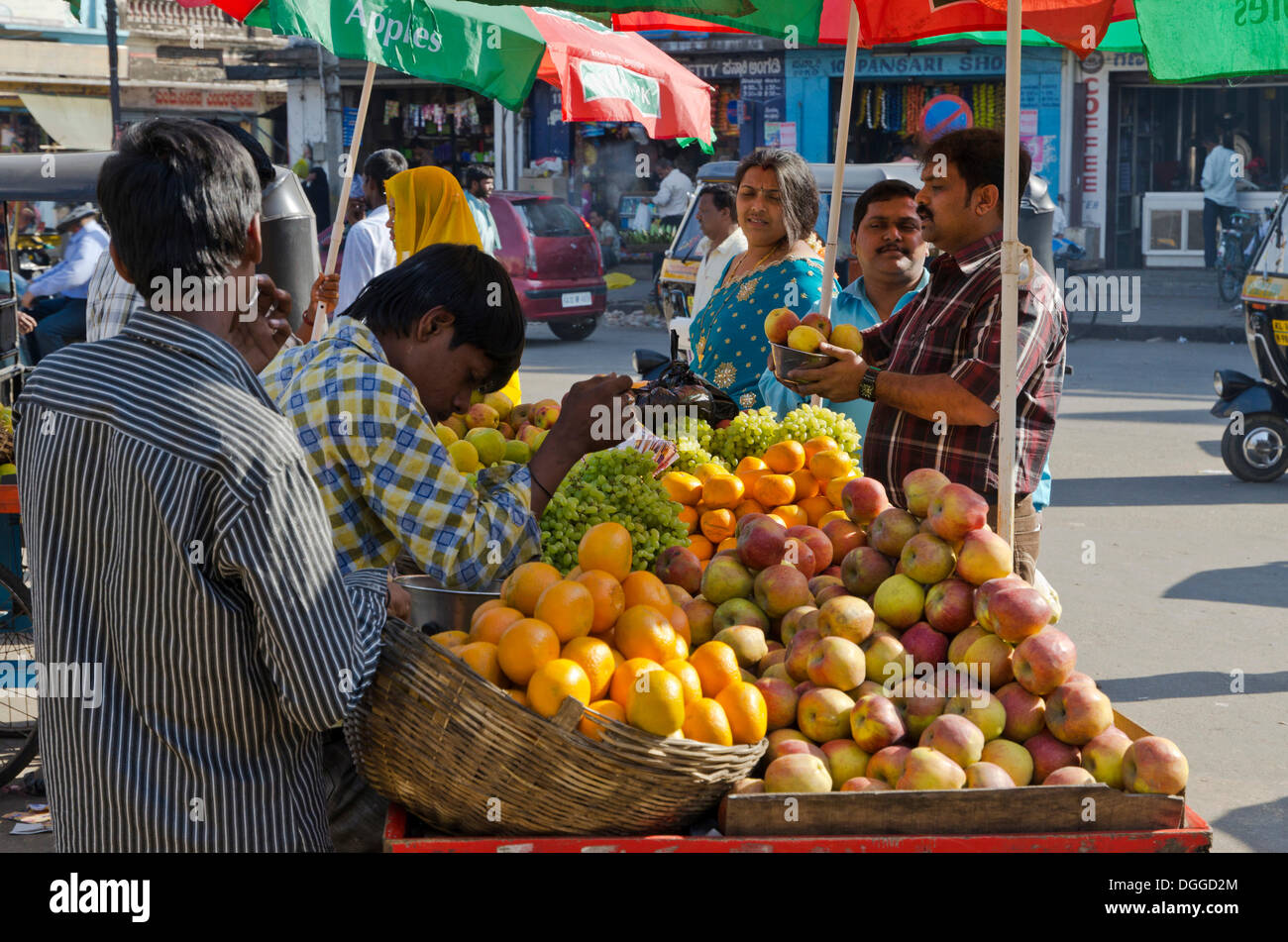 Fruit and vegetables for sale at the local market in Mysore, India, Asia Stock Photo