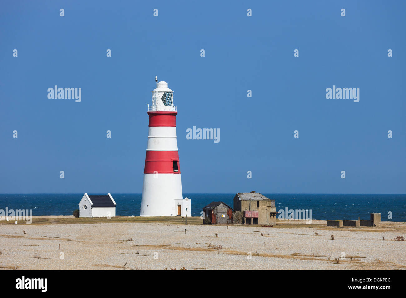 Orford Ness Lighthouse on a sunny day. Stock Photo