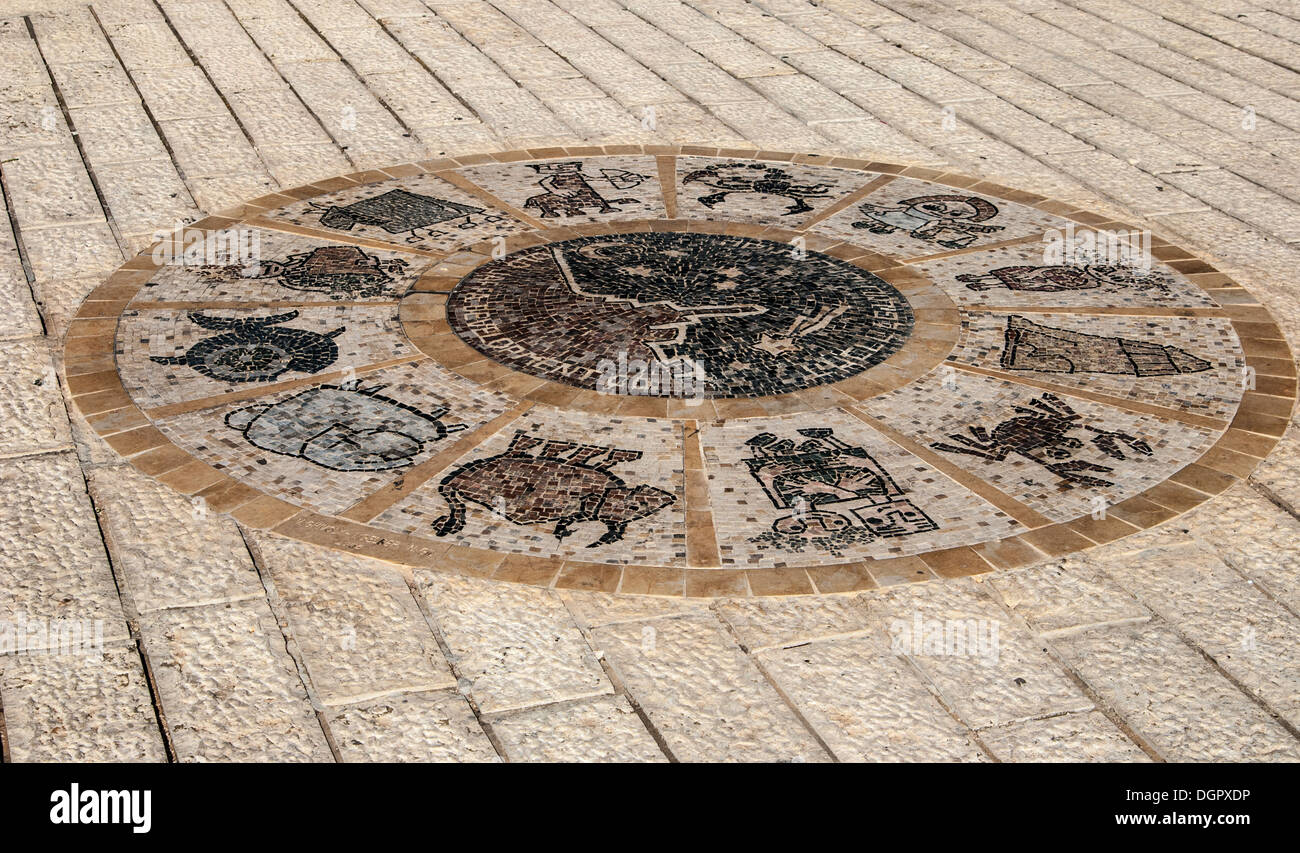 Street Sign Horoscope in Jaffa, a southern, oldest part of Tel Aviv - Jaffa municipality, an ancient port city Stock Photo