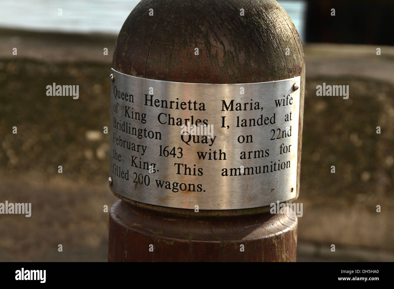 Plaque to Queen Maria and arms shipment. Stock Photo