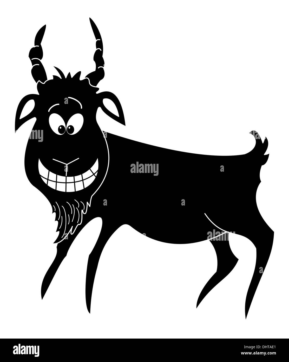 Cheerful goat, black silhouette Stock Photo