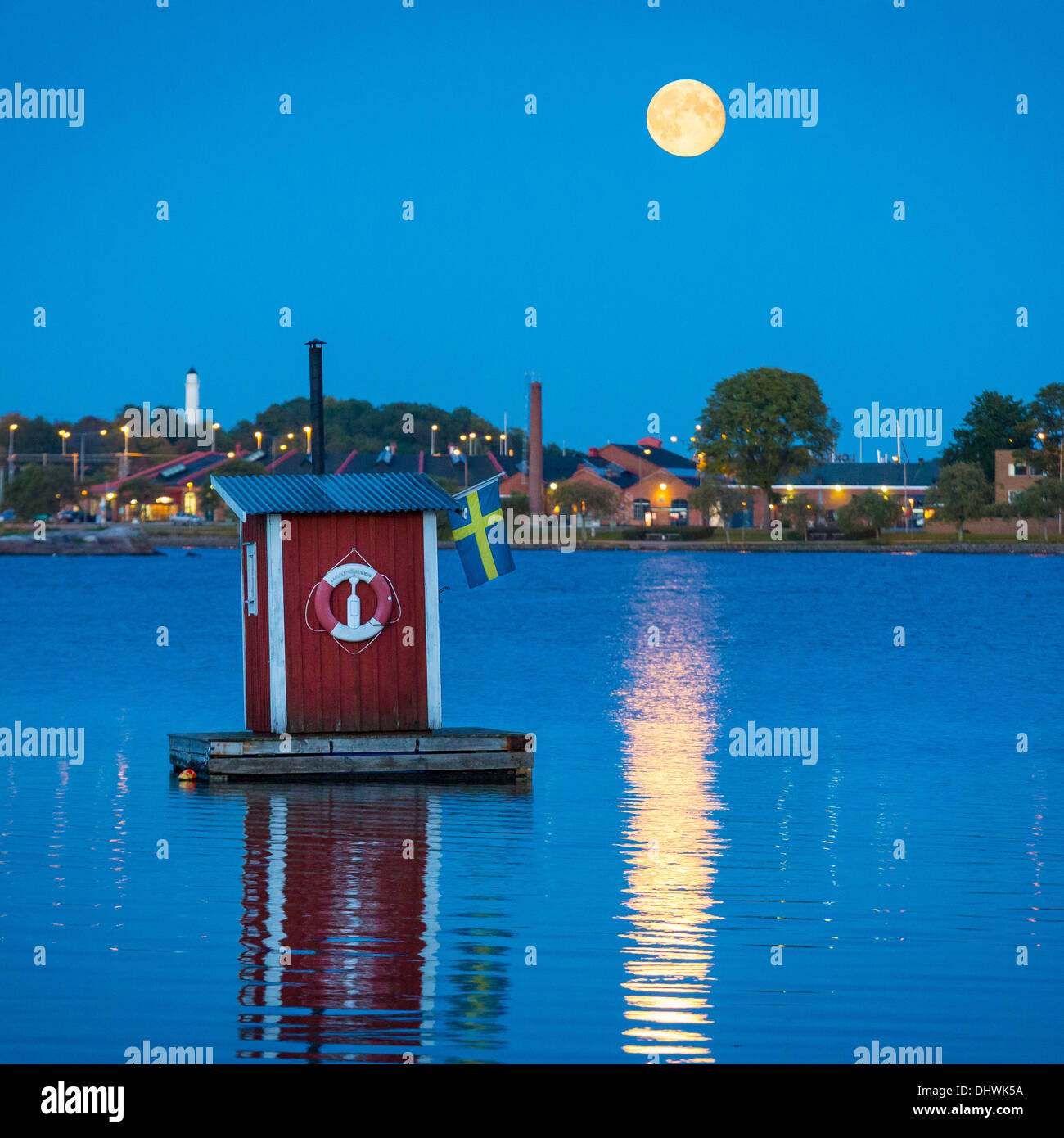 Floating sauna cabin in Karlskrona, Sweden Stock Photo