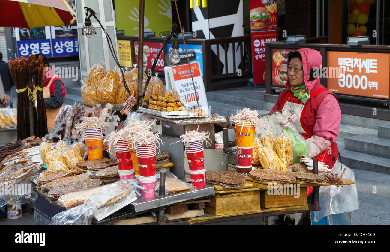 South Korea, Busan, street food stall, Stock Photo