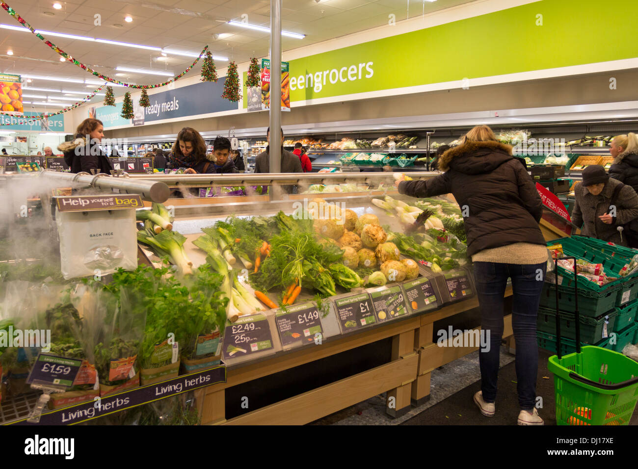 Fresh Vegetables - Morrisons Supermarket - Woodgreen - London Stock Photo