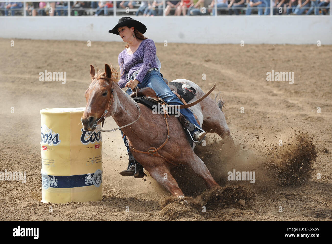 Apr. 23, 2011 - Clovis, California, U.S - Barrel racer Jennifer Dyer of Atascadero, CA competes at the Clovis Rodeo. (Credit Image: © Matt Cohen/Southcreek Global/ZUMAPRESS.com) Stock Photo