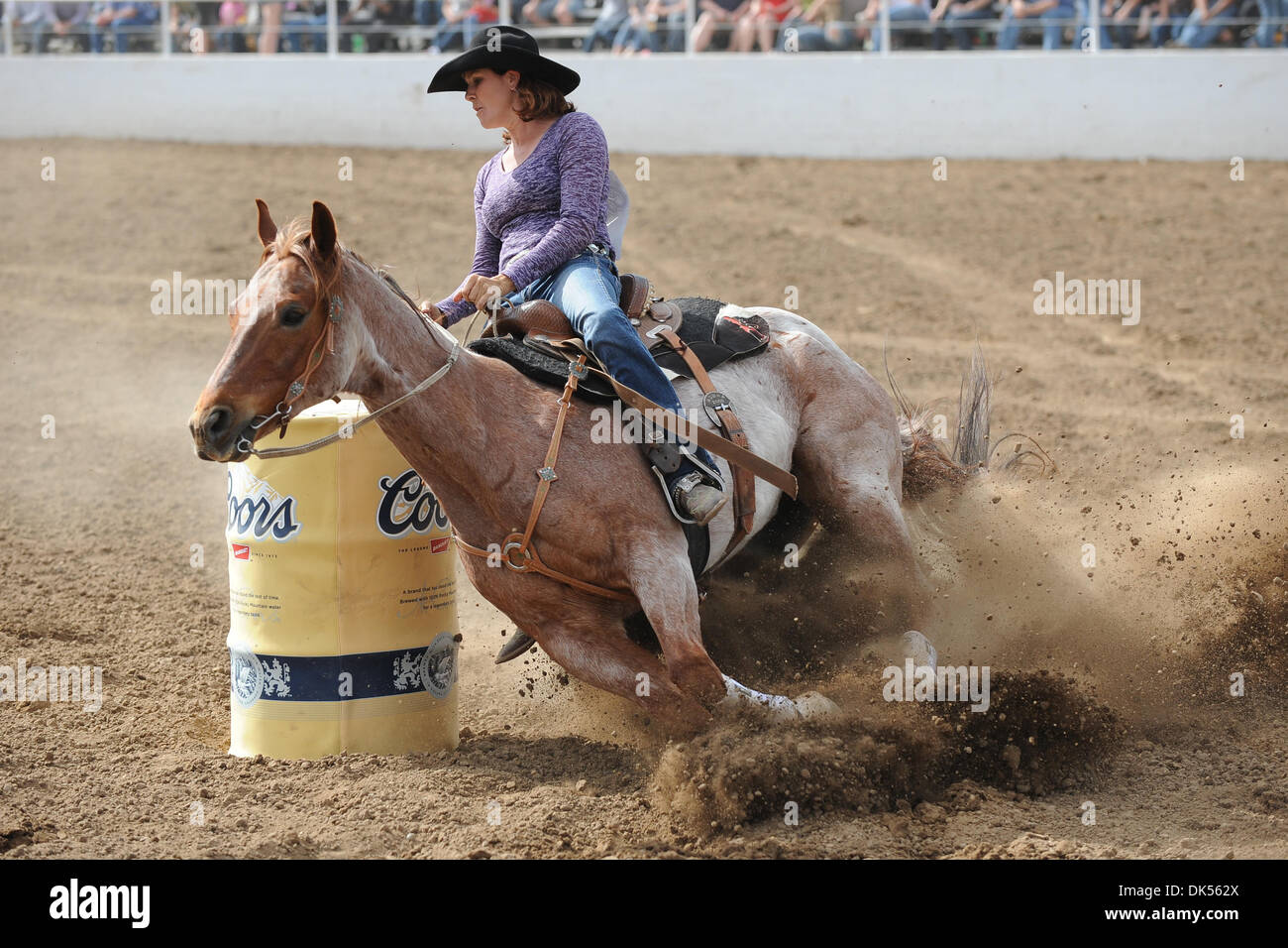 Apr. 23, 2011 - Clovis, California, U.S - Barrel racer Jennifer Dyer of Atascadero, CA competes at the Clovis Rodeo. (Credit Image: © Matt Cohen/Southcreek Global/ZUMAPRESS.com) Stock Photo