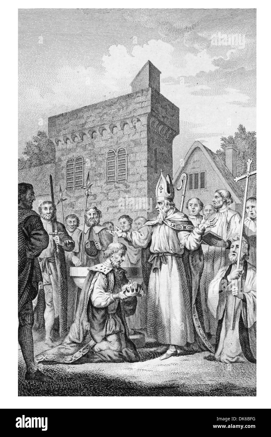 Paulinus Baptising Edwin The first Christian King of Northumberland at York Stock Photo