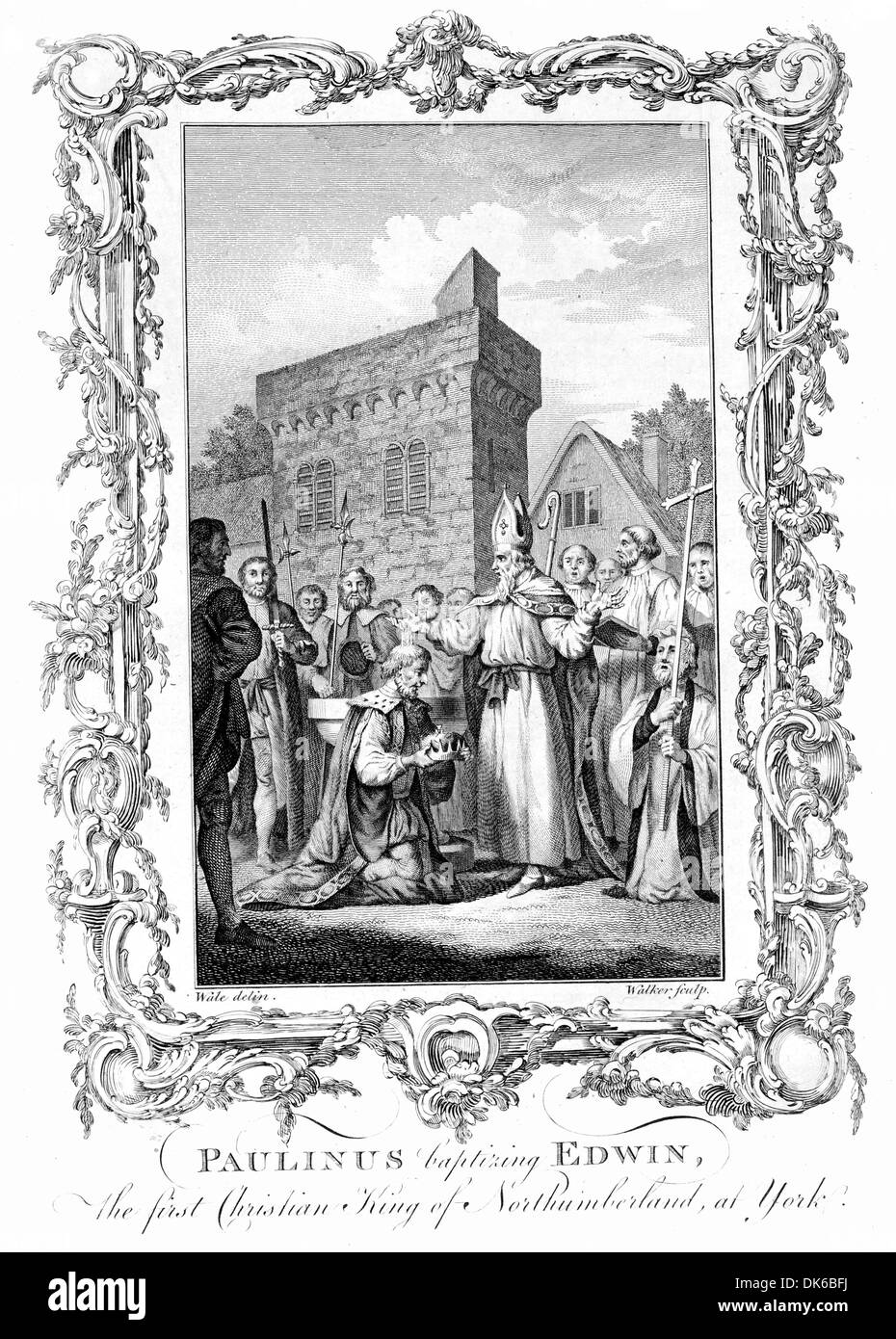 Paulinus Baptising Edwin The first Christian King of Northumberland at York Stock Photo