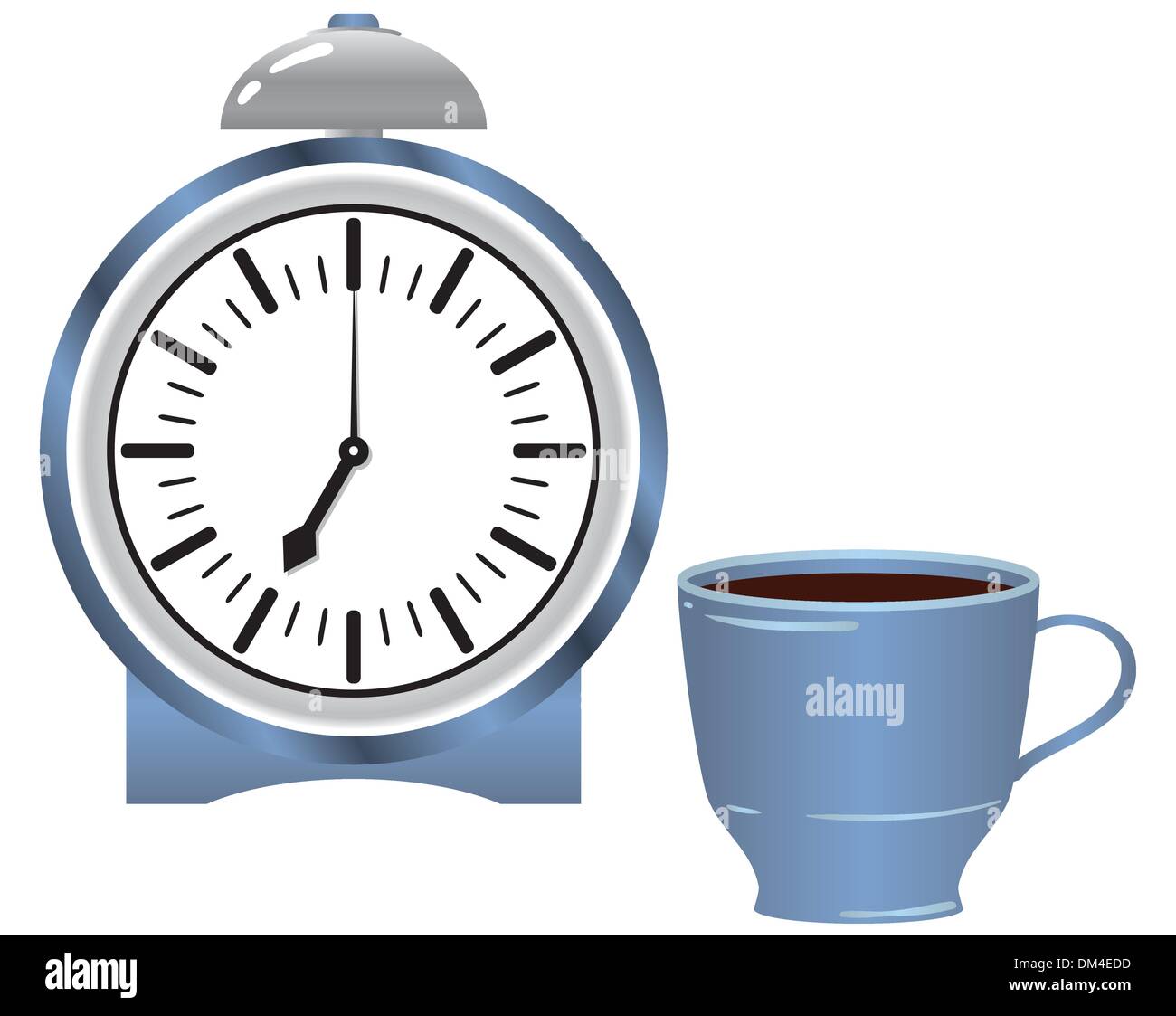 Alarm clock and coffee mug. Stock Vector