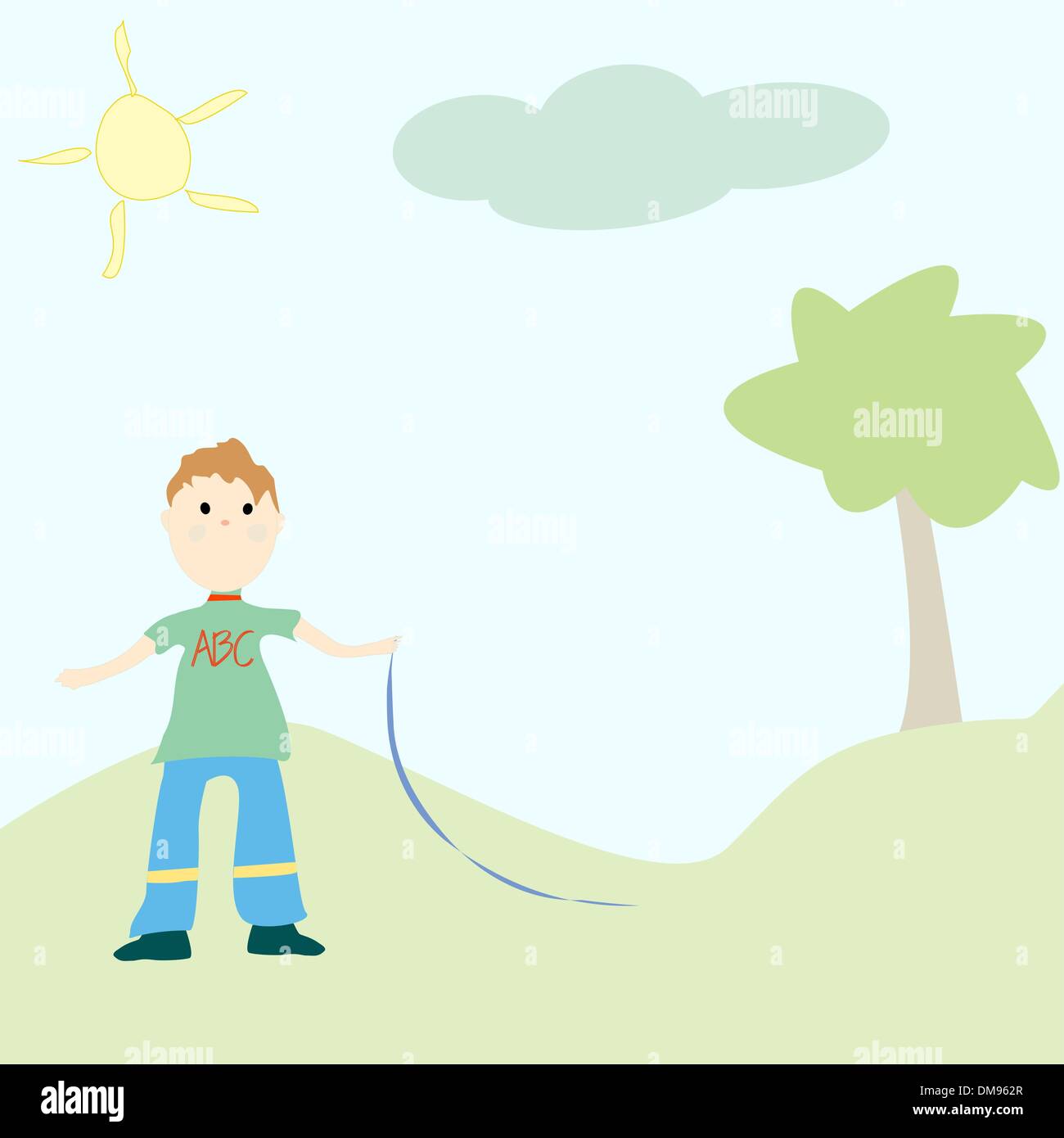 little boy playing with his toy Stock Vector