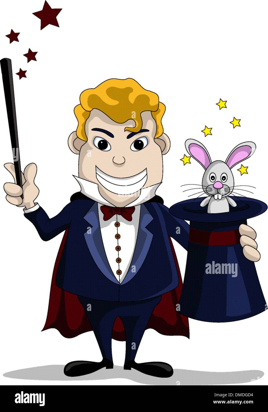 magician pulls out a rabbit from a hat Stock Vector