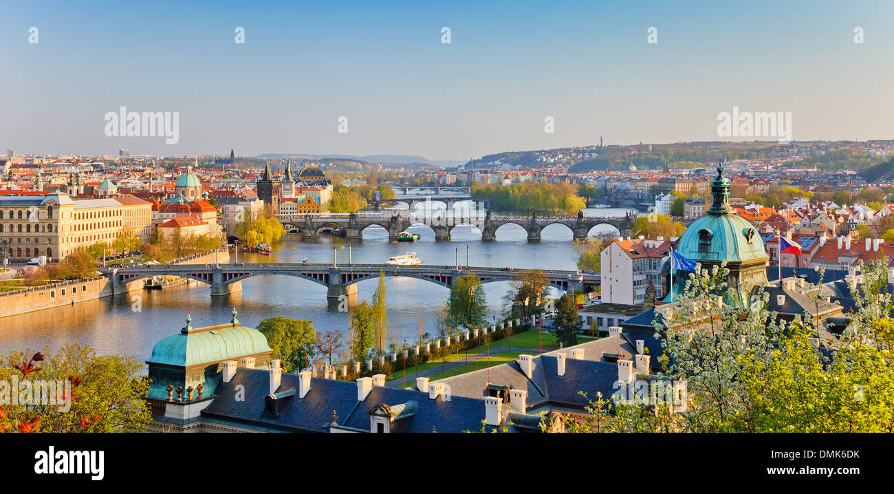 Prague at sunset Stock Photo