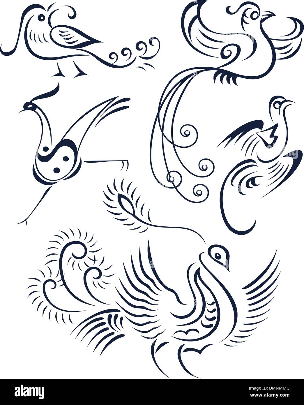 bird tattoo graphic design Stock Vector