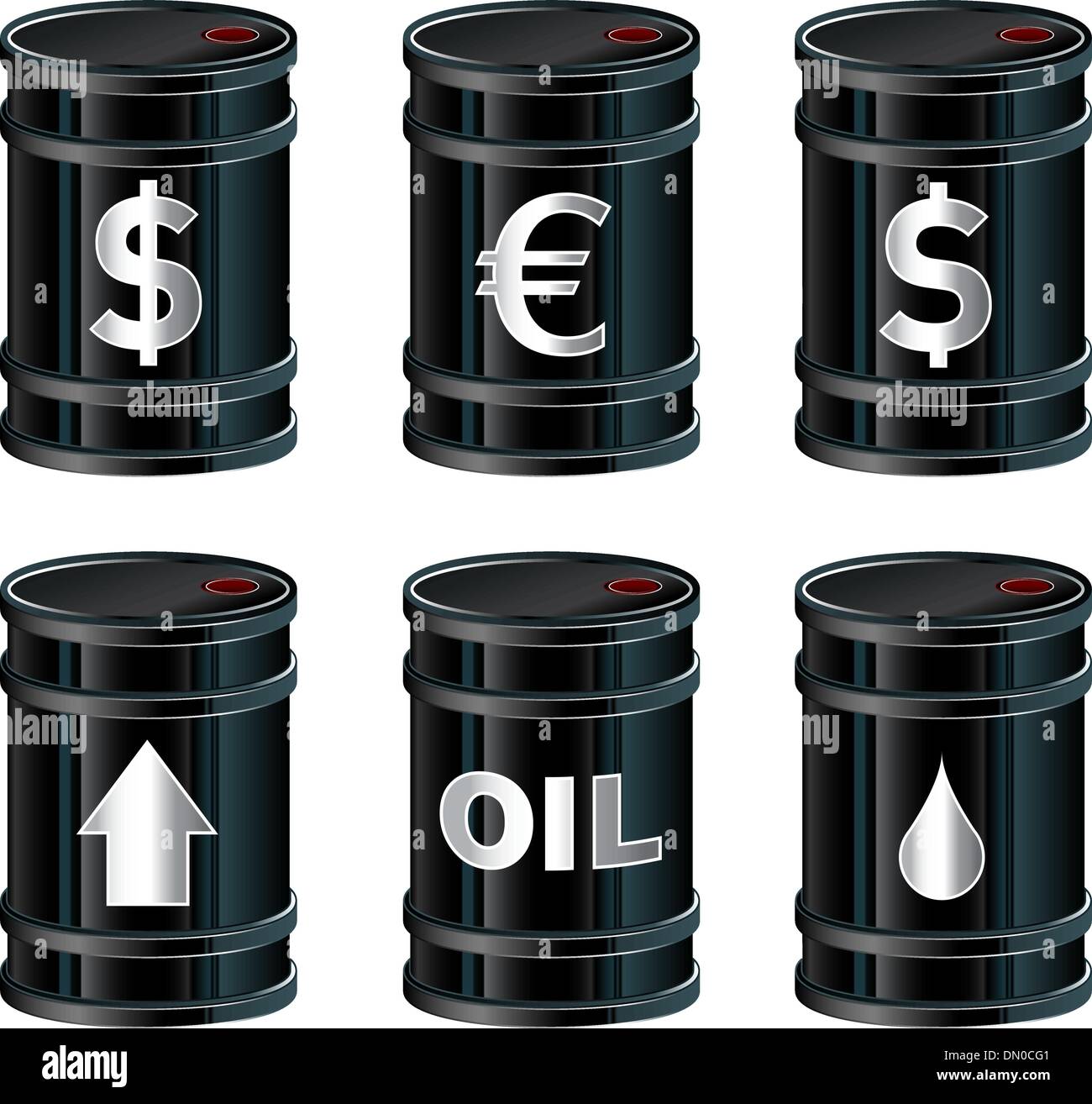 Oil barrel icon set Stock Vector