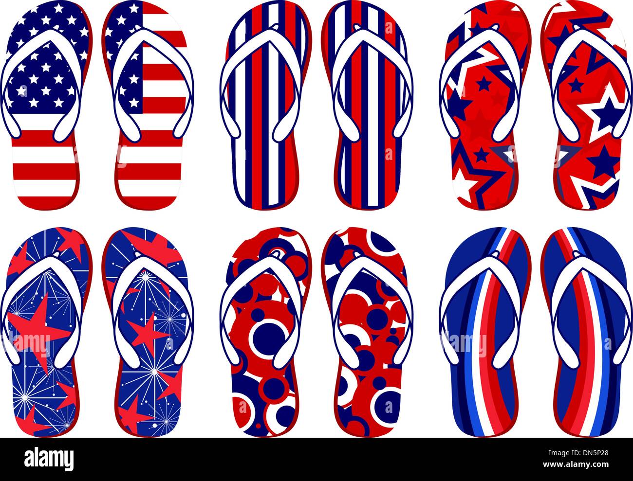 American Flag Flip Flops Stock Vector