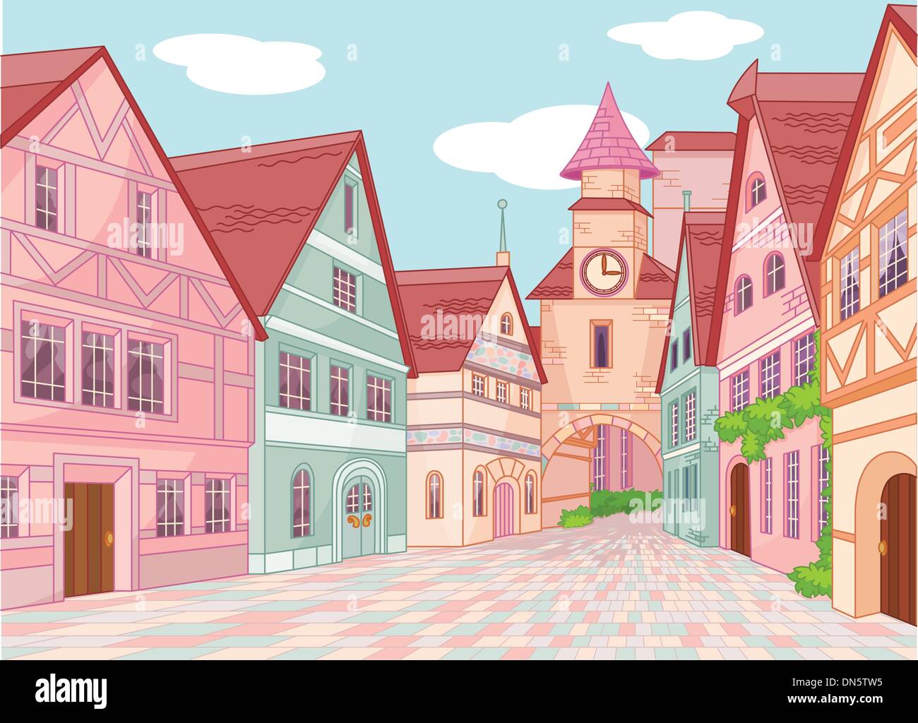 Little Europe town Stock Vector