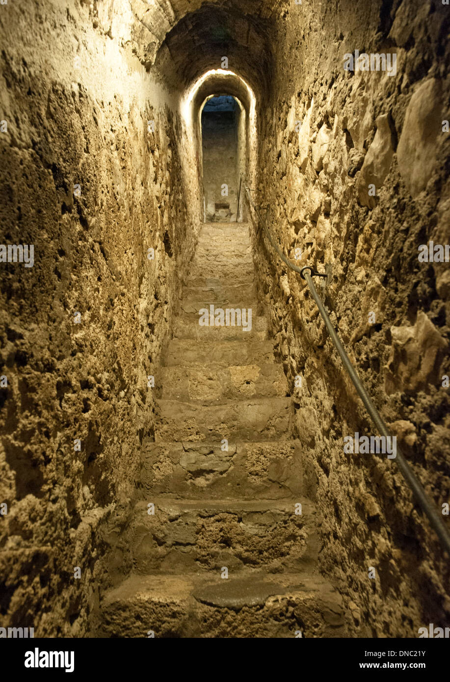 Stone staircase inside Bran castle in the Transylvania region of central Romania. Stock Photo