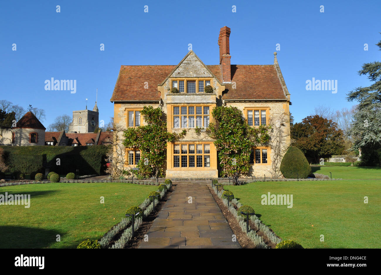 The main manor house of Raymond Blanc's Le Manoir aue Quat'Saisons Stock Photo