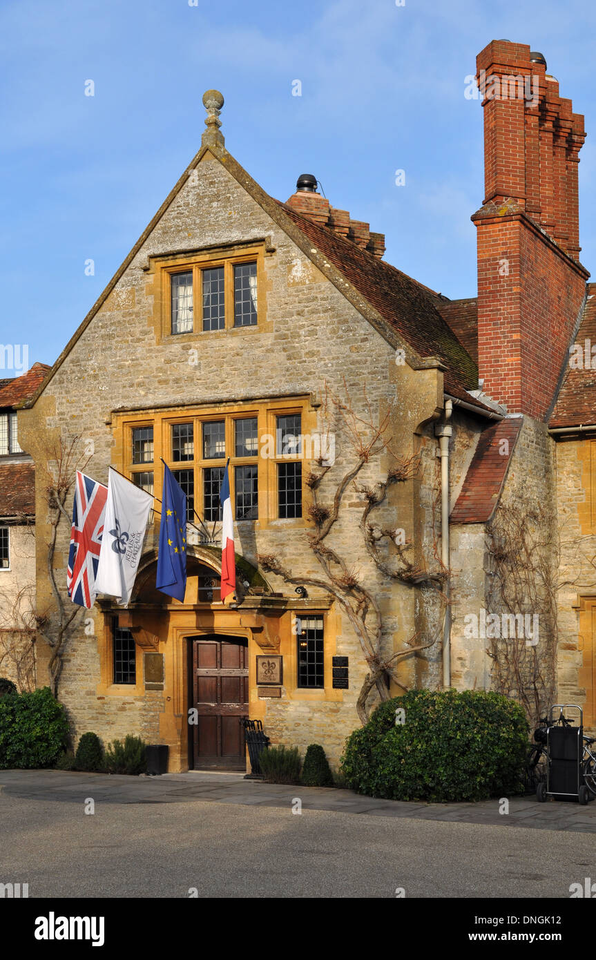 main guest entrance to Le Manoir aux Quat' Saisons by Raymond Blanc Stock Photo