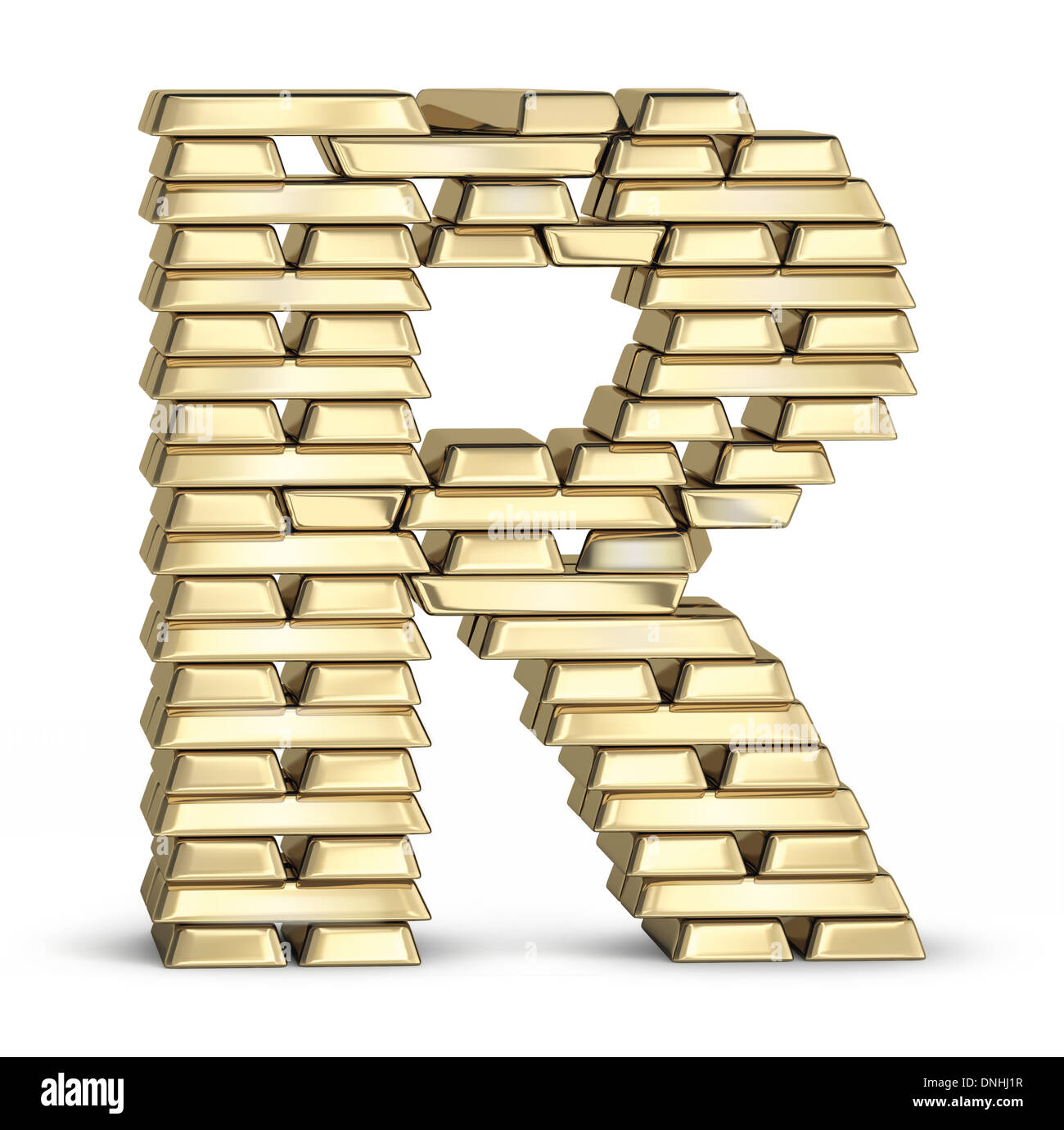 Letter R from gold bars Stock Photo