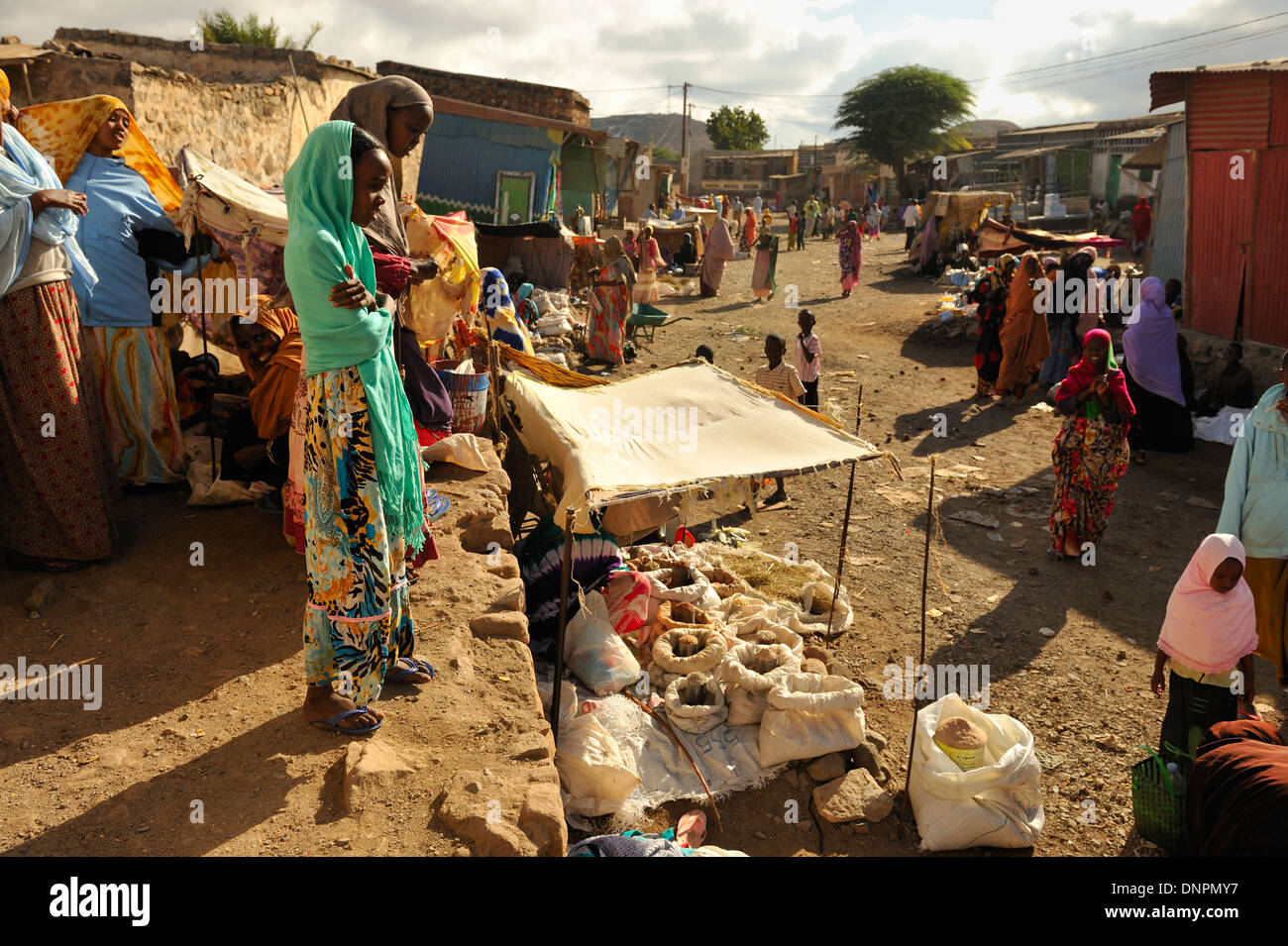 Local market in the streets of Dikhil town in the south of Djibouti, Horn of Africa Stock Photo