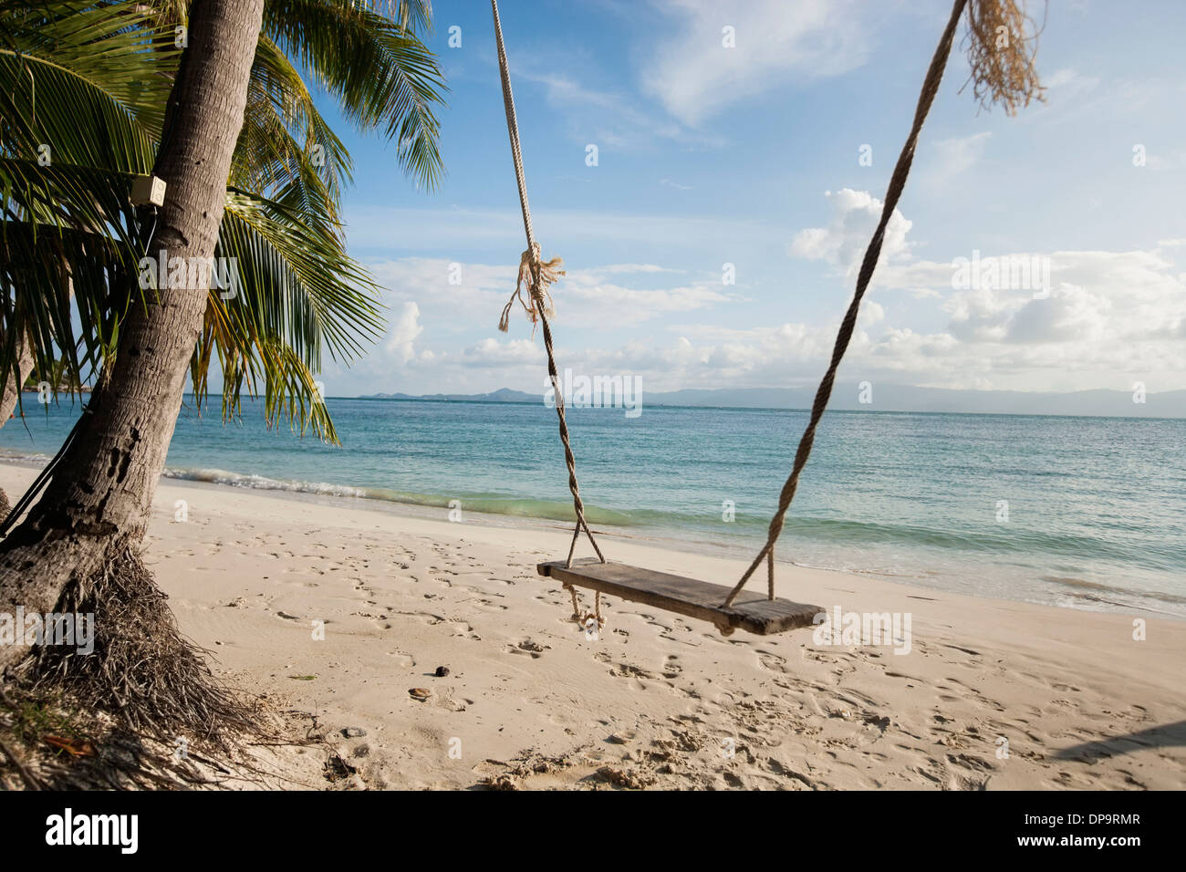 Rope swing on beach  Koh Pha Ngan  Thailand Stock Photo