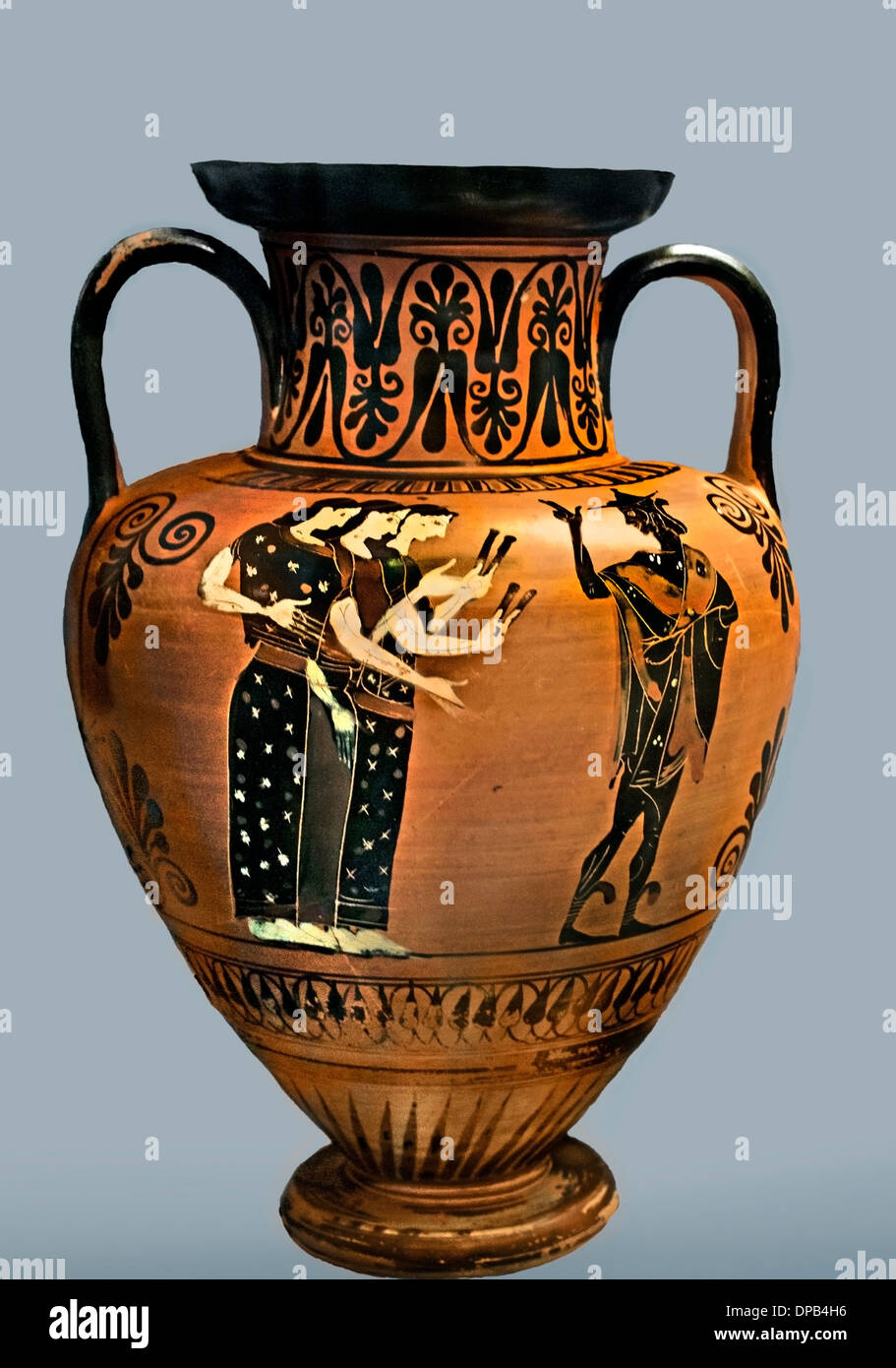 God of nature 520 BC Attic amphora Aries exchanger shows Hermes as protector of herds Attica Greek Greece Stock Photo