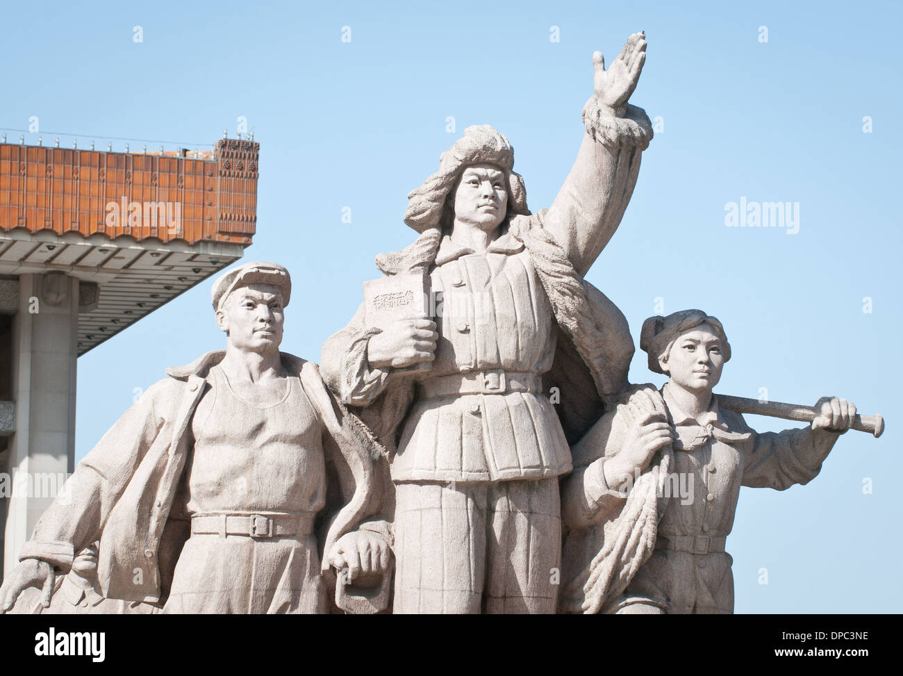 One of the revolutionary statues located near the entrance of the Chairman Mao Memorial Hall (Mausoleum of Mao Zedong) n Beijing Stock Photo