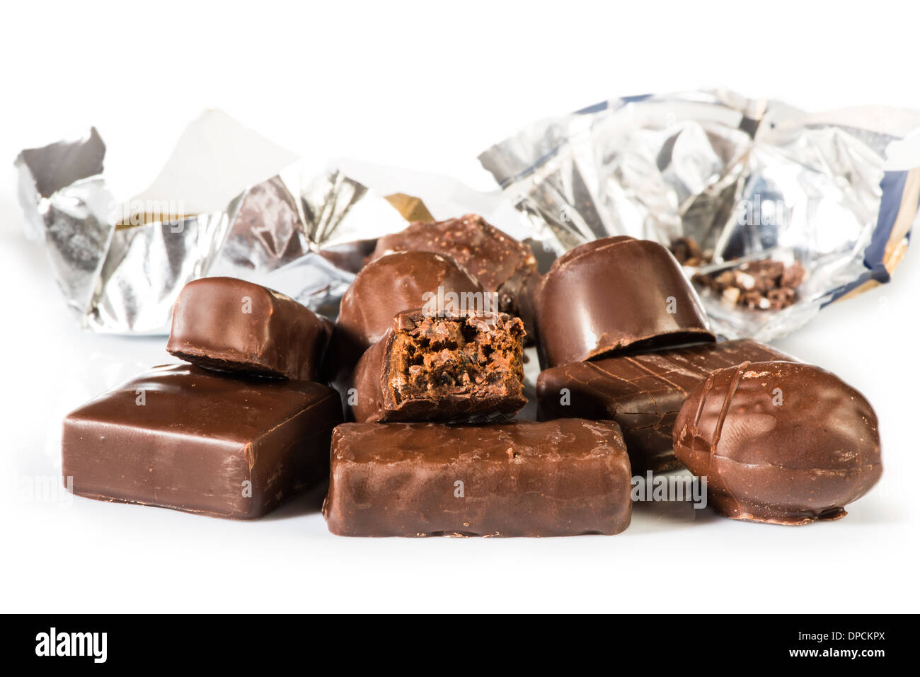 Chocolates and their packaging Stock Photo