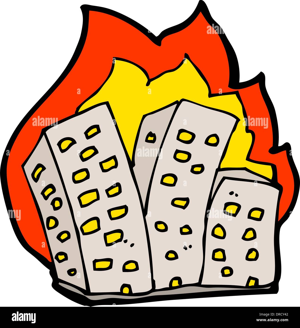 cartoon burning buildings Stock Vector