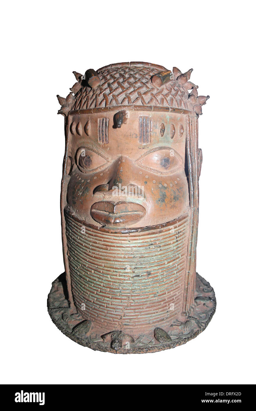 Brass Head Depicting a Benin King or Oba Stock Photo