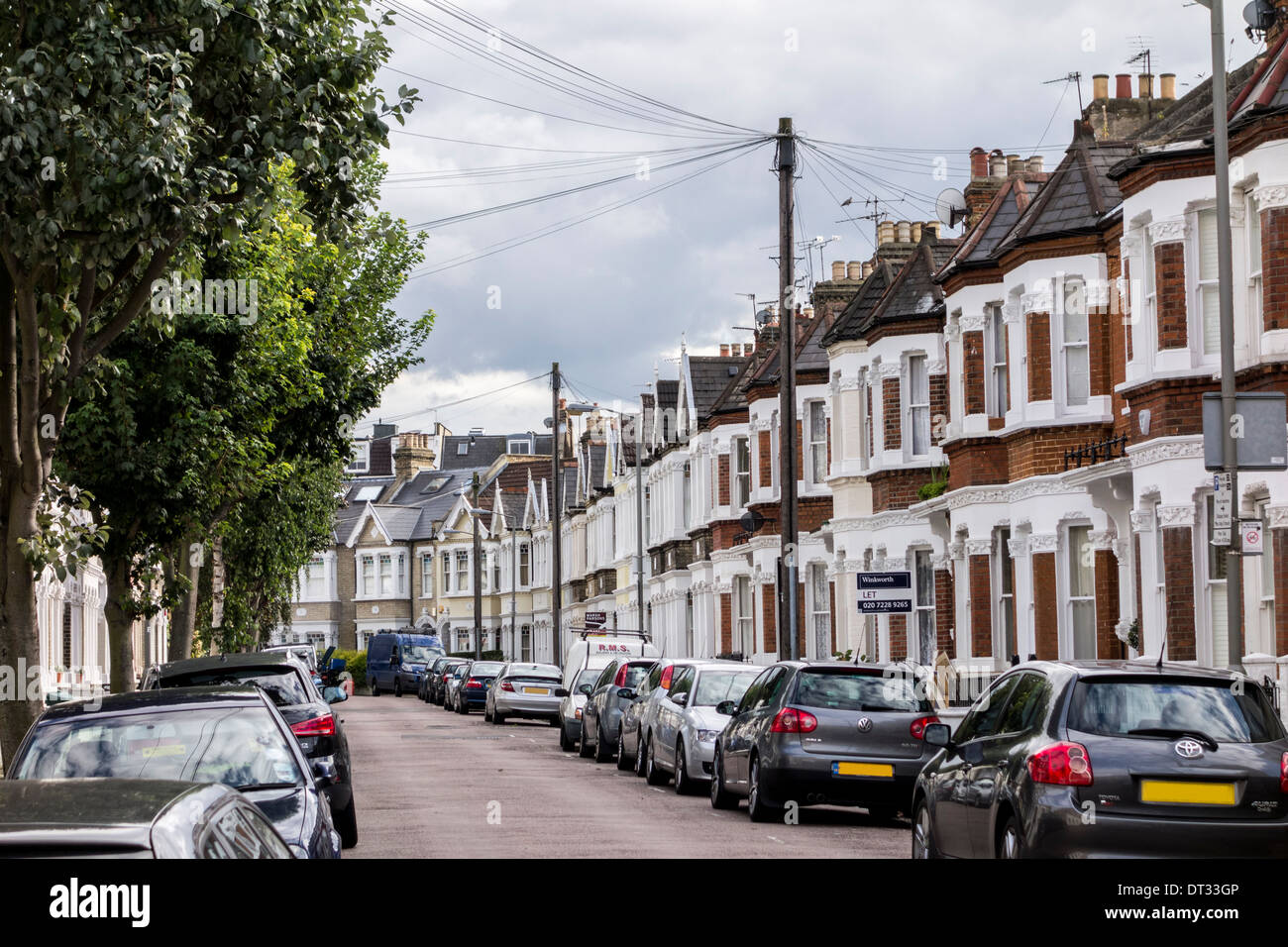 A row of terraced houses in Clapham, London, UK Stock Photo