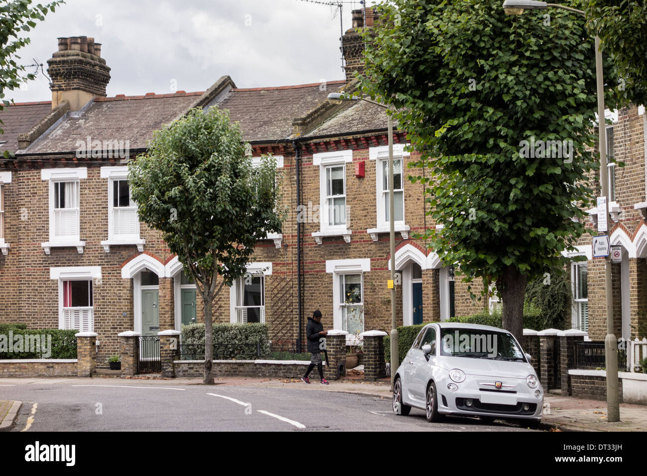 A row of terraced houses in Clapham, London, UK Stock Photo